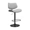 Armen Living Leland Adjustable Gray Faux Leather and Black Finish Bar Stool LCLEBABLGR - alternate 1